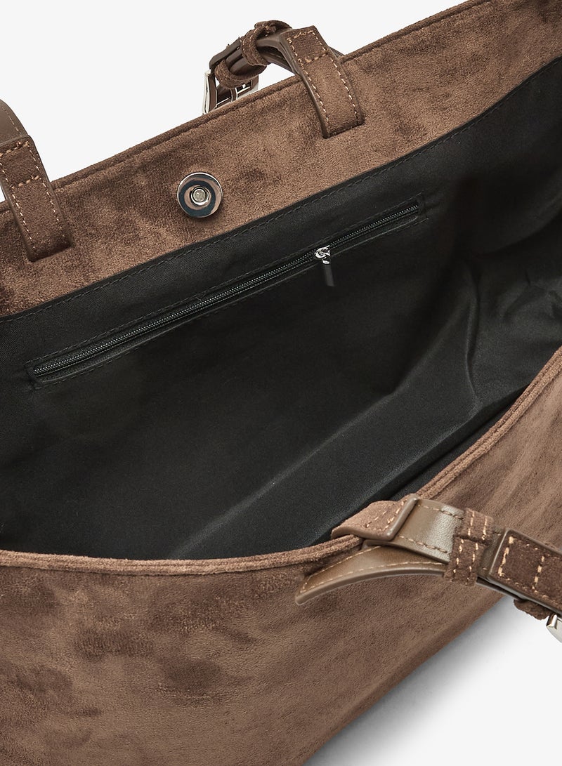 ELLA Suede East-To-West Tote Bag With Buckle - Image 4